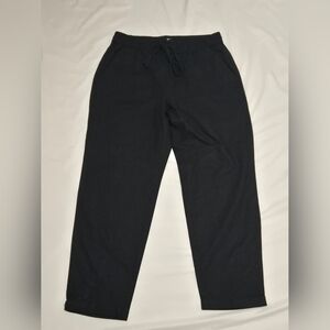 J. Crew Womens Black Linen Blend Elastic Waist Drawstring Pants Sz 10